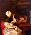 Woman Drinking with a Sleeping Soldier by Gerard ter Borch